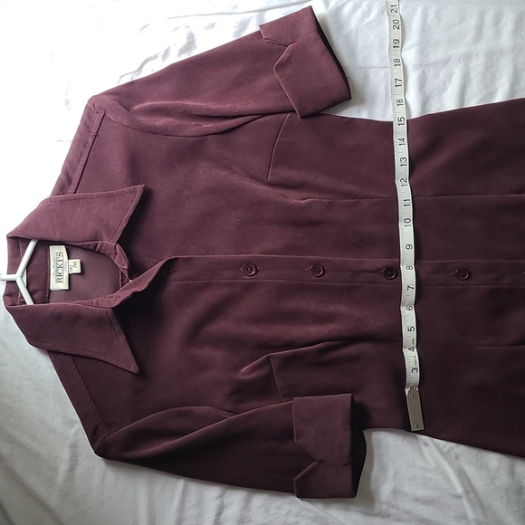 Suede look burgundy coat dress - Picture 2 of 5